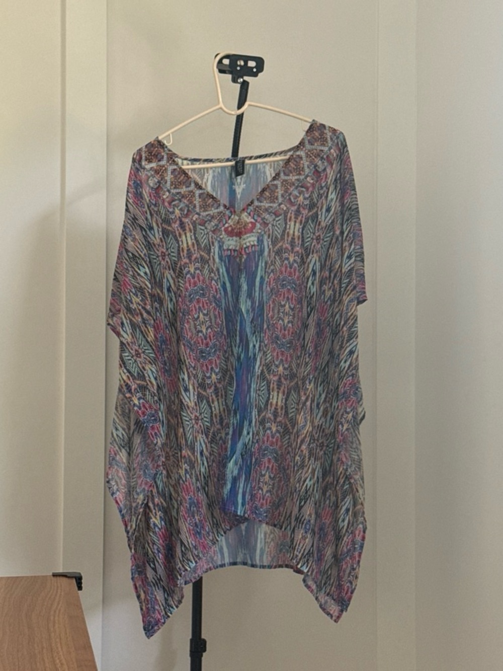 Laundry Shelli Segal Womens Multicolor Paisley Print Sheer Caftan Swim Cover Up